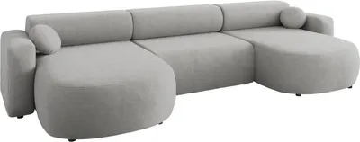 Produktbild von MIRJAN24 Ecksofa Nicelo U, Wohnzimmer U-Form mit Bettkasten und Schlaffunktion, Dekorative Kissen-Set, Seite universal (Farbe: Velo 633)