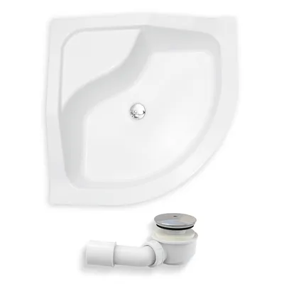 Zdjęcie produktu dla Brodzik Prysznicowy Półokrągły 80x80x48 Akrylowy, Gładki | w zestawie - Syfon, odpływ ⌀50 mm + nogi (stelaż) | BADLAND OLIVER II