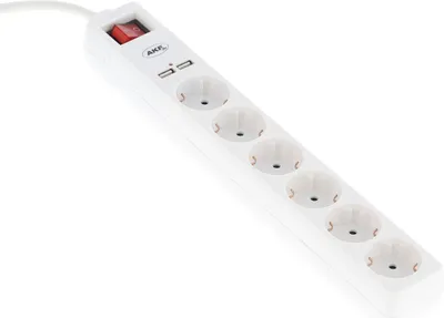 Zdjęcie produktu dla 6-krotne listwa zasilajaca z wlacznikiem, 2x USB, listwa zasilajaca, listwa zasilajaca