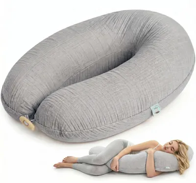 Produktbild von Natur Musselin Stillkissen XXL 190x35 cm Kapok-Seitenschläferkissen – Kapokfüllung & Baumwolle – GOTS