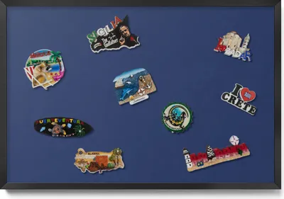 Produktbild von Magnetwand 60x40 cm – Schwarzer Rahmen – Farbe Marineblau – Magnetboard, Memoboard – Kinderzimmer, Metall Magnetische Tafel