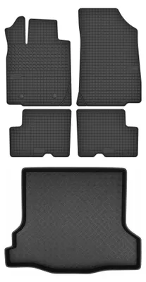Productafbeelding van Rubberen automatten + kofferbakmat voor Dacia Logan II 2012-2020 (sedan) – 5-delig, zwart, op maat – Wielganizator