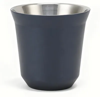 Isolierte Kaffeetasse aus Edelstahl, 80 ml, doppelwandig, dunkelblau