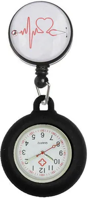 Produktbild von Nurse Watch Schwesternuhr Silikon ausziehbares Band Pulsuhr Kitteluhr Pflege Motiv 5 SW
