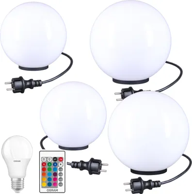 Produktbild von Kugellampen RGB Kugelleuchten Garten Kugel Lampe 4er Set Ø 20/30cm Außenleuchte