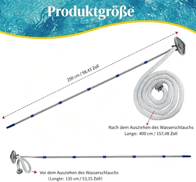 Image de Aspirateur de piscine, avec un tuyau de 3,5 mètres et une tige télescopique, pour le nettoyage du fond