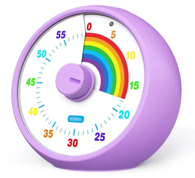Produktbild von Visueller Timer für Kinder – 60-Minuten-Timer – Regenbogenmuster – Violett