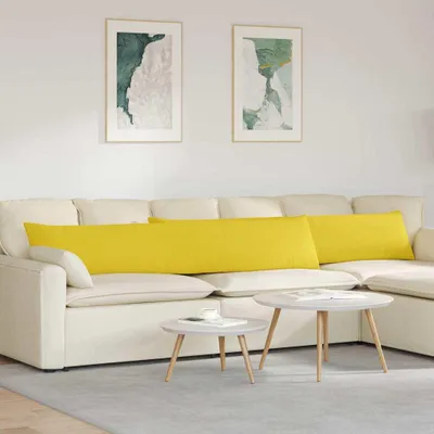 Immagine prodotto di vidaXL Cuscini per divano, 2 pezzi, tessuto, giallo chiaro, 200 x 40 cm