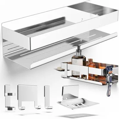 Immagine prodotto di Set doccia 5 in 1 in acciaio inossidabile XXL - Organizer da bagno