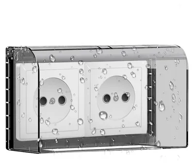 Produktbild von Steckdosenabdeckung Steckdosenschutz Steckdosenabdeckung wasserdicht - IP55 - 12,5 x 20,6 x 7,5 cm - Transparent Grau - Für Bad, Küche und Balkon