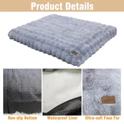 Image de Lit pour chien - Panier pour animal de compagnie, taille L - Extra doux et apaisant - Housse amovible - Lavable en machine - Rembourrage en mousse pour chien et chat - Bleu gris