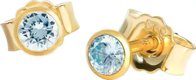 Produktbild von Paar Ohrstecker Echt Blautopas 585 Gelbgold 14 Karat Gold 3mm Kleine Ohrringe