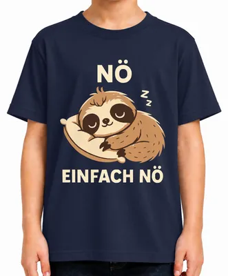 Produktbild von Faultier Schlafend NÖ EINFACH NÖ Süß Faul Geschenk Langschläfer Kinder T-Shirt, Navy, 104
