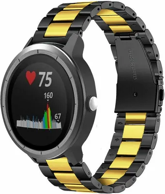Produktbild von Strap-it Garmin Vivoactive 3 Gliederarmband (Schwarz / Gold)