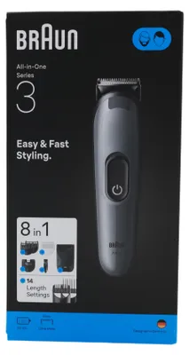 Obrázek produktu pro Braun AIO3540, Černá, Šedá, 0,5 mm, 2,1 cm, Bradka, Ucho, Obočí, Obličej, Knír, Nos, Baterie, 50 min