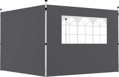 Image de Outsunny Parois latšŠrales pour tonnelle 3 x 3 m panneaux pour pavillon avec fenšºtre lot de 2 tissu Oxford 210D gris foncšŠ