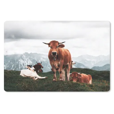Produktbild von MuchoWow® Mauspad Mousepad Tiere - Kuh - Berg 27x18 cm - Mousepads - Maus Mat - Pad - Mausunterlage - Büroartikel - Desk Matten