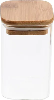 Produktbild von Hochwertige, quadratische, transparente Glasdosen aus Borosilikatglas mit Bambusdeckel, Teedosen, eine Dose Mehrzweck-Gerichtsgetreide