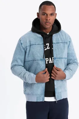 Produktbild von Ombre Clothing Herren-Bomber Ndamukong hellblau XXL