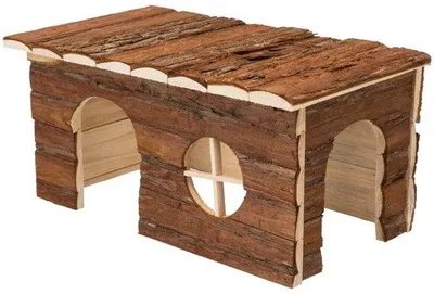Productafbeelding van Natuurlijk Houten Knaagdierenhuis 'Jerrik' - 40 x 20 x 23 cm