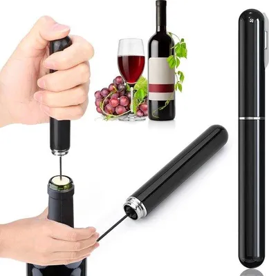 Produktbild von Famanu Luftdruck-Weinöffner mit Folienmesser - Schwarz