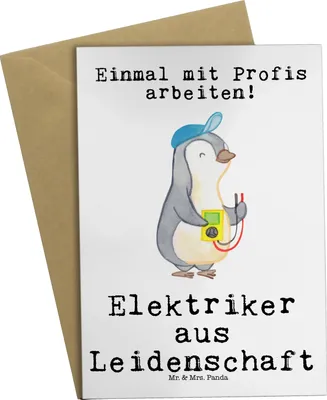 Produktbild von Mr. & Mrs. Panda Grußkarte Elektriker Leidenschaft - Weiß - Geschenk, Lustig, einladungskarten, Ausbildung, Spruch, dankeskarten, weihnachtskarten, babykarte