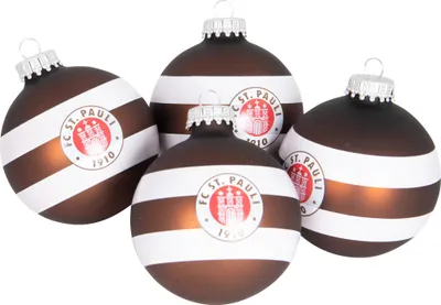Produktbild von FC St. Pauli - Christbaumkugeln Logo Streifen - braun/weiß