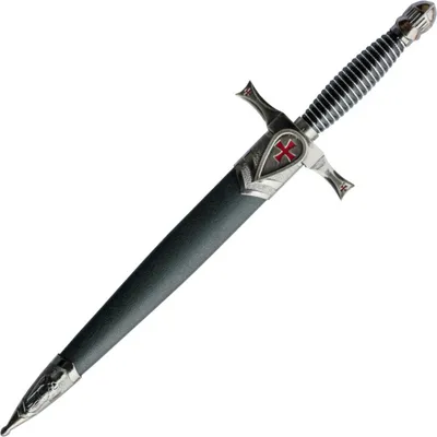Produktbild von Dolch der Templer schwarz-silber mit Kreuz und Ritterhelm