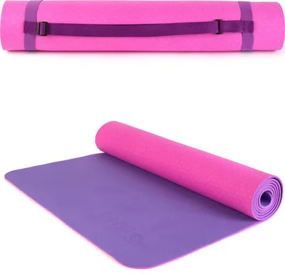 Produktbild von just be... Yogamatte. Rutschfeste Fitness Matte mit Umweltfreundlichem TPE-Material und Tragegurt. 183cm*61 cm - Pink und Lila
