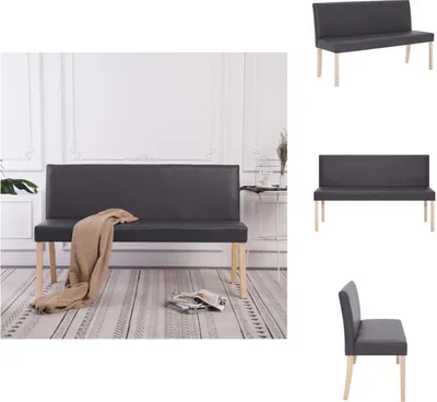 Zdjęcie produktu dla vidaXL Ławka 139,5 cm szara imitacja skóry  - Ławki do komody i przedpokoju