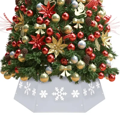 Produktbild von The Living Store Weihnachtsbaumrock Silbern und Weiß Ø68x25 cm