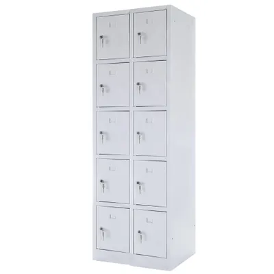 Produktbild von BRB Schließfachschrank, 10 Fächer, HxBxT 1800 x 600 x 500 mm, lichtgrau RAL 7035