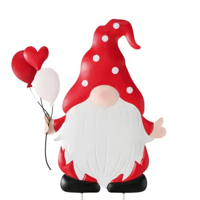 Produktbild von Gartenstecker Wichtel August mit Ballons aus Metall 50cm Weihnachten