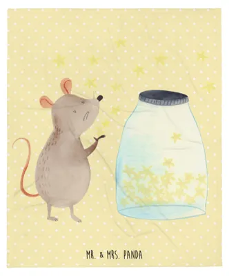 Produktbild von Mr. & Mrs. Panda Decke Maus Sterne - Gelb Pastell - Geschenk, Kuscheldecke, Geburtstag, Taufe, Schwangerschaft, Taufgeschenk, Lustige Sprüche, Tagesdecke, Plaid