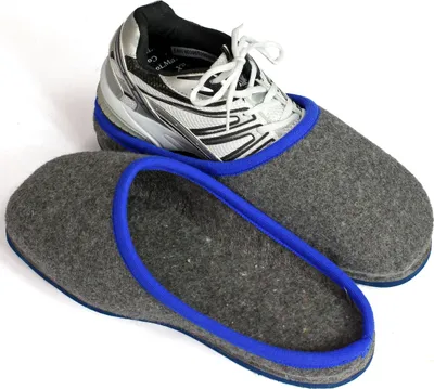 Produktbild von PANTOFFELMANN Überpantoffel für Straßenschuhe Filzsohle Museumspantoffel Filz Überschuhe Filzpantoffel Überzieher blau 50