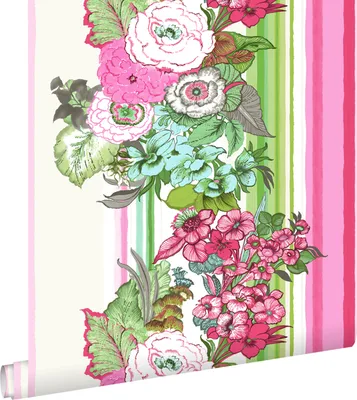 Produktbild von ESTAhome Tapete Blumenmuster Rosa und Lindgrün 53 cm x 10.05 m