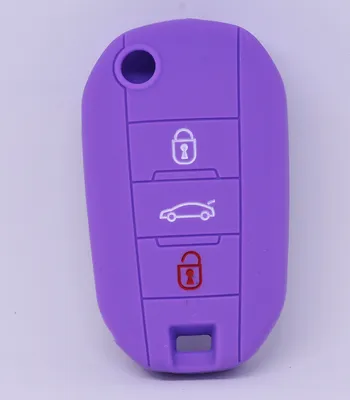 Produktbild von Auto Schlüssel Hülle Silikon Schutz Cover Lila kompatibel mit Citroen C4 Picasso Jumpy Flip Peugeot 3 Tasten Klappschlüssel
