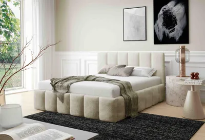 Obrázok produktu pre Manželská čalúnená posteľ 160x200 SERAFINA - ecru 1
