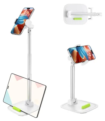 Zdjęcie produktu dla Uchwyt na telefon biurko Stojak na telefon i tablet - Regulacja wysokości 23-43 cm - Obrót 360° - Składany