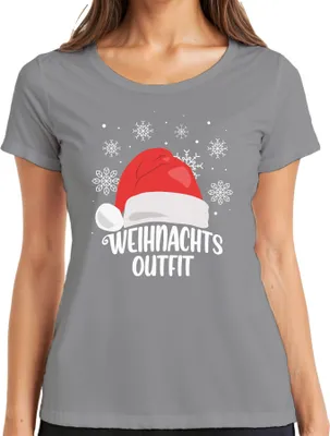 Produktbild von Weihnachtsoutfit Santa Hut - Weihnachten Weihnachtsgeschenk Christmas Damen T-Shirt, Grau, XXL
