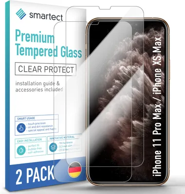 Produktbild von 2x Schutzglas Panzerfolie Klar für iPhone 11 Pro Max/iPhone XS Max Displayschutz