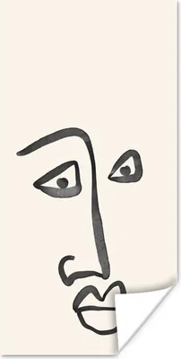 Produktbild von MuchoWow® Poster Gesicht - Augen - Strichzeichnung 60x120 cm - Wandschmuck