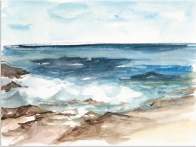 Produktbild von ARTland Wandbild Alu für Innen & Outdoor Wasserfarben Küste V Größe: 40x30 cm