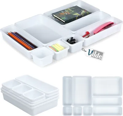 Produktbild von Vilde Schubladeneinsatz Schubladenorganizer Schubkastenorganizer weiß modular 8 Stk.