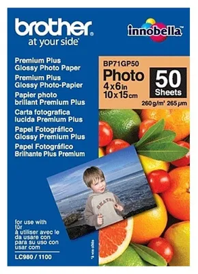 Obrázok produktu pre Brother BP71GP50-10x15 'Premium Plus Glossy Photo Paper'(10x15cm, 50 list, 260 g/m2)