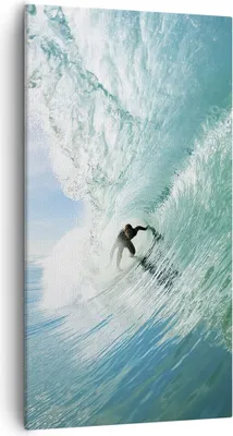 Produktbild von Bild auf Leinwand - Leinwandbild - Abenteuer surfer welle ozean - 55x100cm - Wand Bild - Wanddeko - Leinwanddruck - Bilder - Kunstdruck - Wanddekoration - Leinwand bilder - Wandkunst - PA55x100-2541