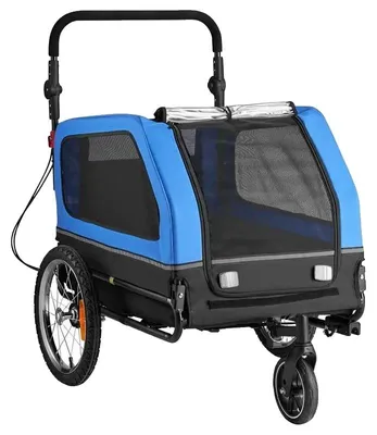 Image de Remorque pour chiens, remorque vélo 2-en-1, design pliable, noire