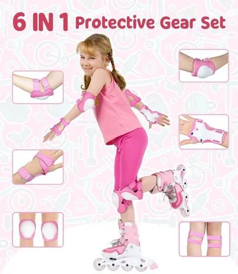 Productafbeelding van Kniebeschermerset voor kinderen, knie- en elleboogbeschermers, geschikt voor jongens en meisjes van 3 tot 12 jaar (roze)