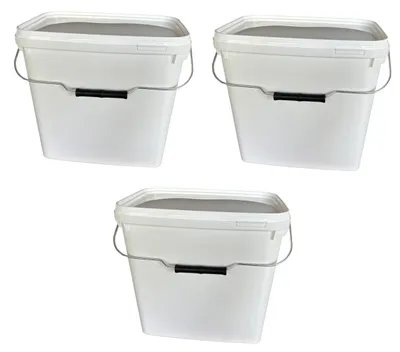 Produktbild von SILPLAST Eimer rechteckig mit Deckel 10L x 3 Kunststoffeimer 10 Liter lebensmittelecht stapelbar Plastikeimer leer Weiß