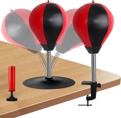 Productafbeelding van Mini bokszak voor bureau met zuignap en tafelbevestiging - Anti-stress gadget voor kantoor en thuis, perfect voor ontspanning en focus